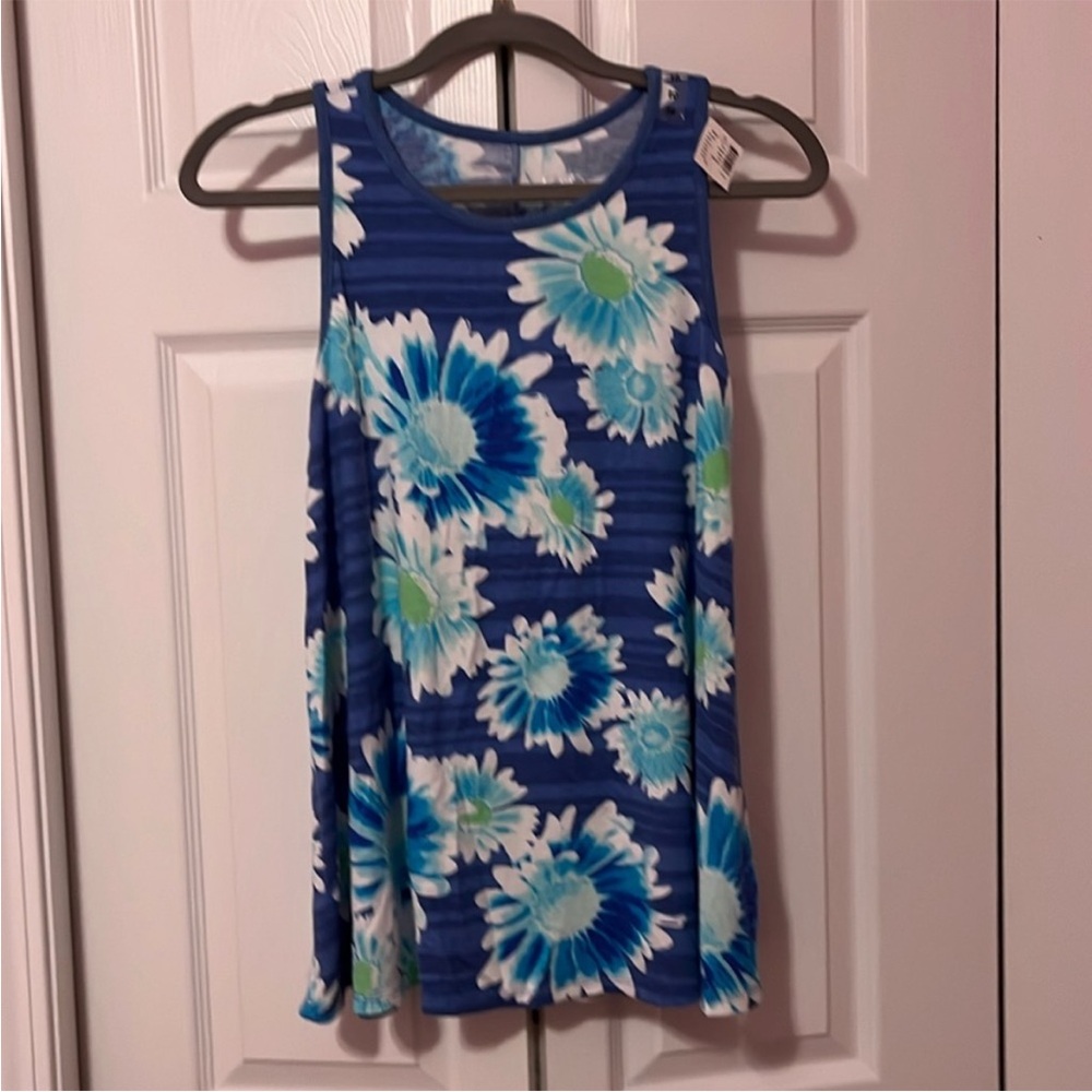 Floral Blue Sleeveless Top